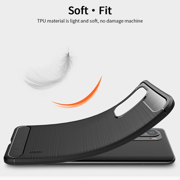 For Xiaomi Redmi Note 11T Pro 5G / 11T Pro Plus 5G MOFI Gentleness Series Brushed Texture Carbon Fiber Soft TPU Case(Red)