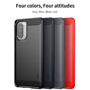 For Xiaomi Redmi Note 11T Pro 5G / 11T Pro Plus 5G MOFI Gentleness Series Brushed Texture Carbon Fiber Soft TPU Case(Red)