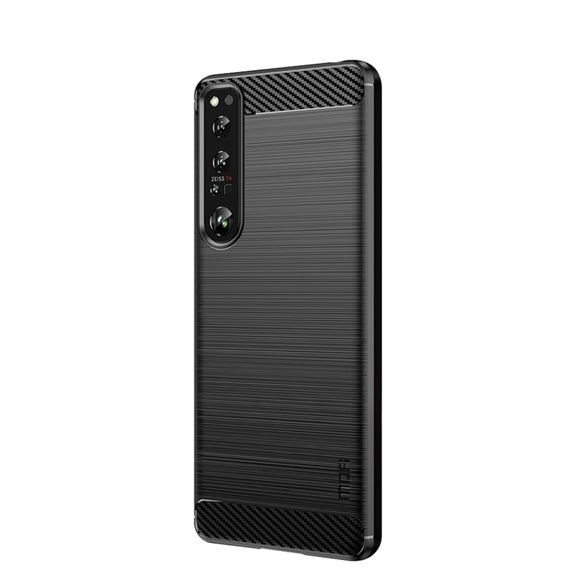 For Sony Xperia 1 IV MOFI Gentleness Series Brushed Texture Carbon Fiber Soft TPU Case(Black)