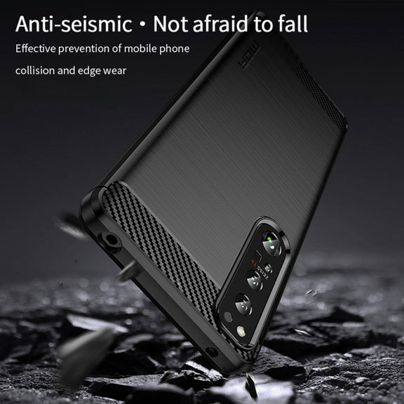 For Sony Xperia 1 IV MOFI Gentleness Series Brushed Texture Carbon Fiber Soft TPU Case(Black)