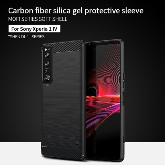 For Sony Xperia 1 IV MOFI Gentleness Series Brushed Texture Carbon Fiber Soft TPU Case(Blue)