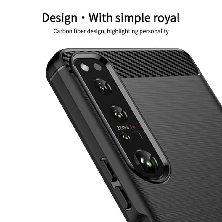 For Sony Xperia 1 IV MOFI Gentleness Series Brushed Texture Carbon Fiber Soft TPU Case(Blue)