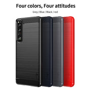 For Sony Xperia 1 IV MOFI Gentleness Series Brushed Texture Carbon Fiber Soft TPU Case(Blue)