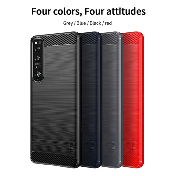 For Sony Xperia 1 IV MOFI Gentleness Series Brushed Texture Carbon Fiber Soft TPU Case(Blue)