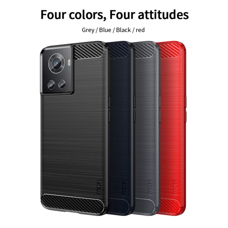 For OnePlus Ace / 10R 5G MOFI Gentleness Series Brushed Texture Carbon Fiber Soft TPU Case(Blue)