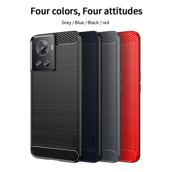 For OnePlus Ace / 10R 5G MOFI Gentleness Series Brushed Texture Carbon Fiber Soft TPU Case(Blue)