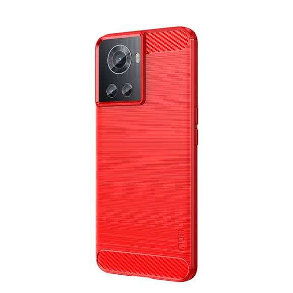 For OnePlus Ace / 10R 5G MOFI Gentleness Series Brushed Texture Carbon Fiber Soft TPU Case(Red)