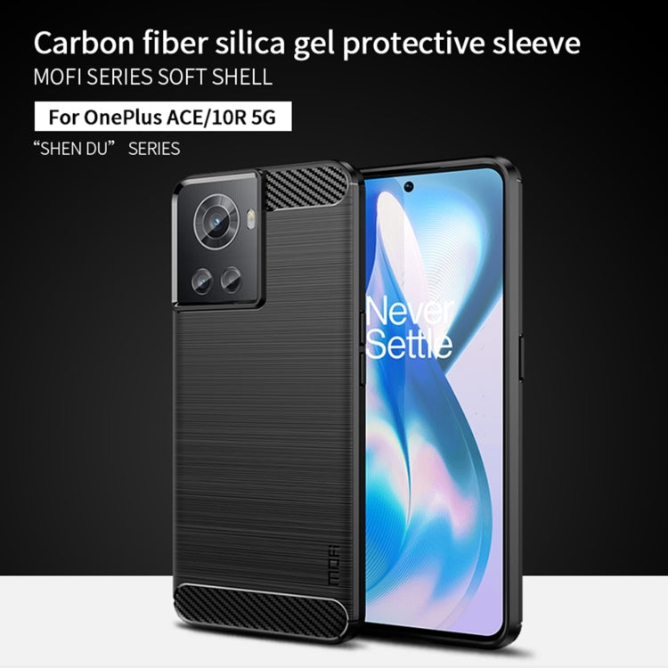 For OnePlus Ace / 10R 5G MOFI Gentleness Series Brushed Texture Carbon Fiber Soft TPU Case(Red)