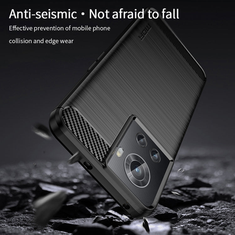 For OnePlus Ace / 10R 5G MOFI Gentleness Series Brushed Texture Carbon Fiber Soft TPU Case(Red)