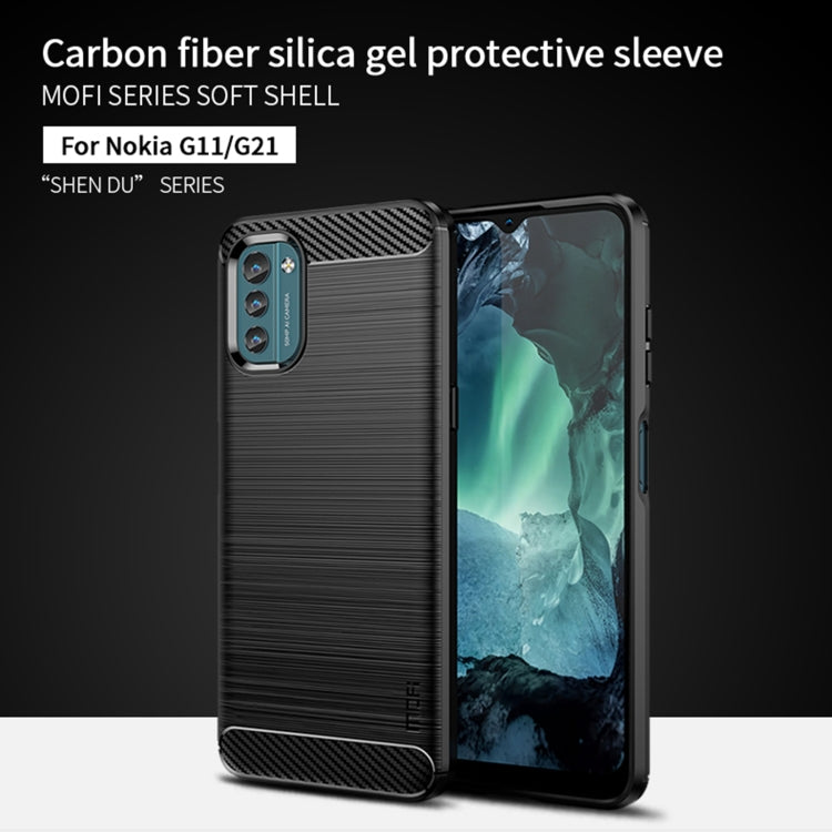 For Nokia G11 / G21 MOFI Gentleness Series Brushed Texture Carbon Fiber Soft TPU Case(Blue)