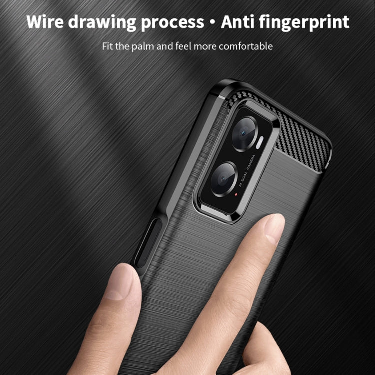 For OPPO A57 4G / A57 5G / A77 5G  MOFI Gentleness Series Brushed Texture Carbon Fiber Soft TPU Case(Black)