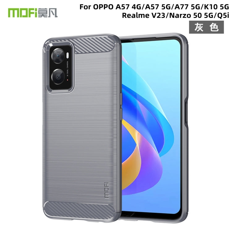 For OPPO A57 4G / A57 5G / A77 5G  MOFI Gentleness Series Brushed Texture Carbon Fiber Soft TPU Case(Gray)