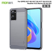 For OPPO A57 4G / A57 5G / A77 5G  MOFI Gentleness Series Brushed Texture Carbon Fiber Soft TPU Case(Gray)