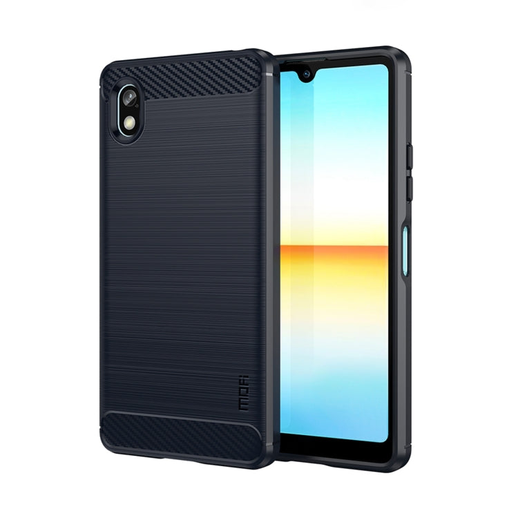 For Sony Xperia Ace 3 MOFI Gentleness Brushed Carbon Fiber Soft TPU Case(Blue)