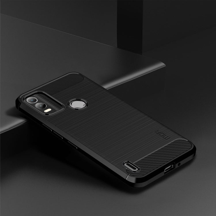 For Nokia C21 Plus MOFI Gentleness Brushed Carbon Fiber Soft TPU Case(Black)