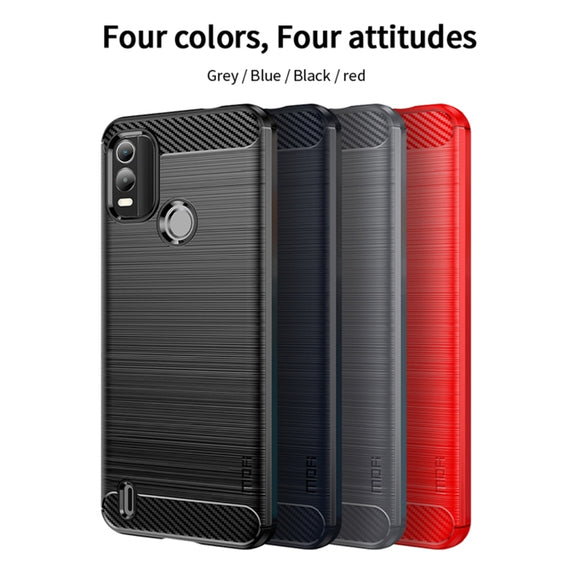 For Nokia C21 Plus MOFI Gentleness Brushed Carbon Fiber Soft TPU Case(Black)