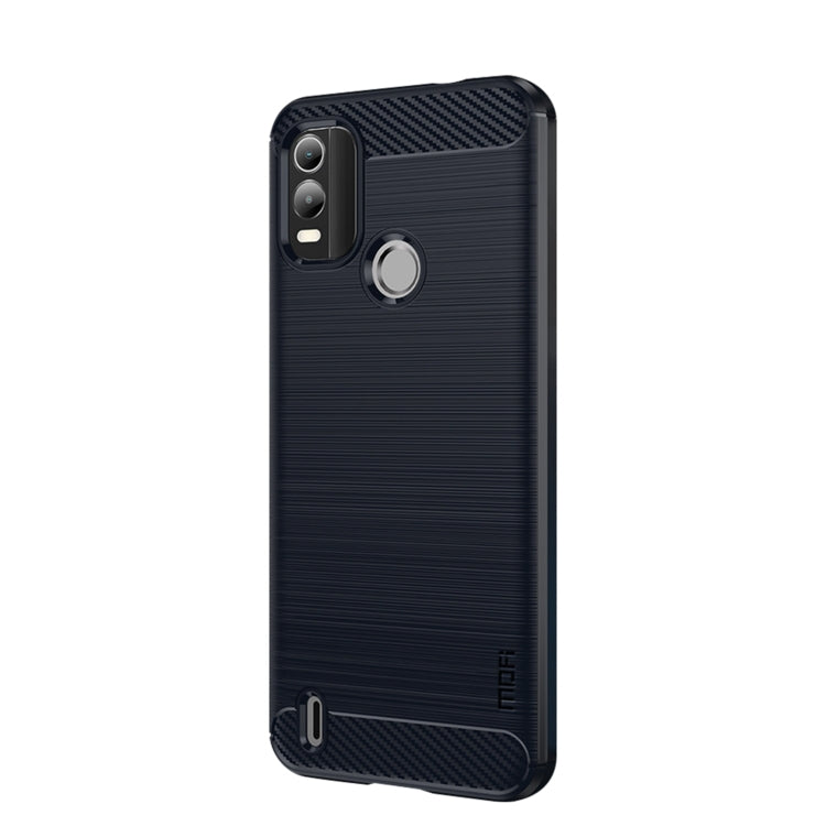For Nokia C21 Plus MOFI Gentleness Brushed Carbon Fiber Soft TPU Case(Blue)