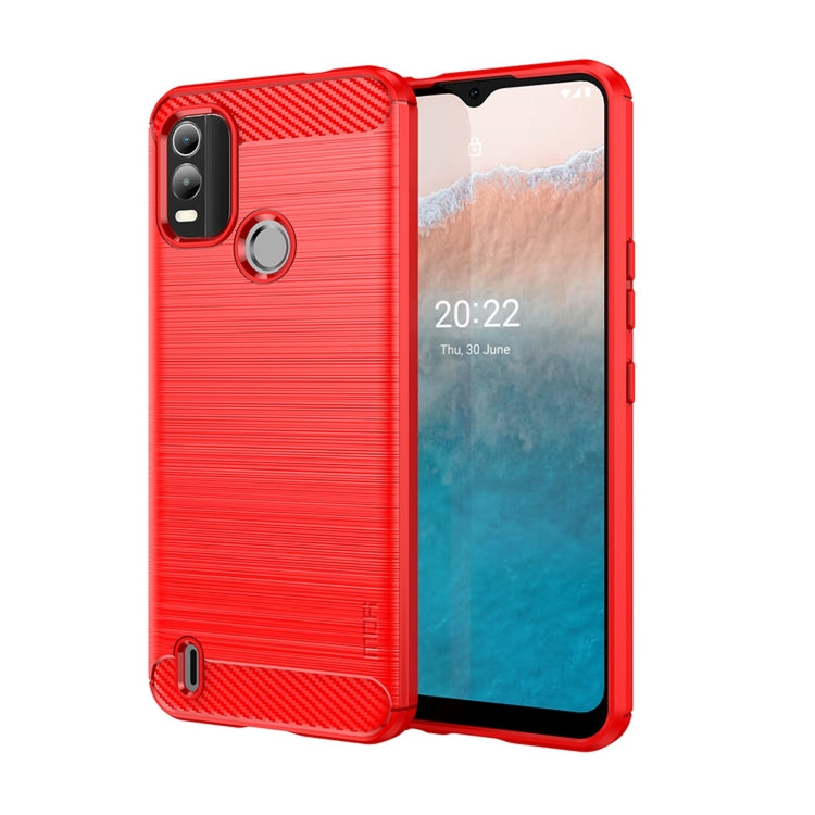 For Nokia C21 Plus MOFI Gentleness Brushed Carbon Fiber Soft TPU Case(Red)