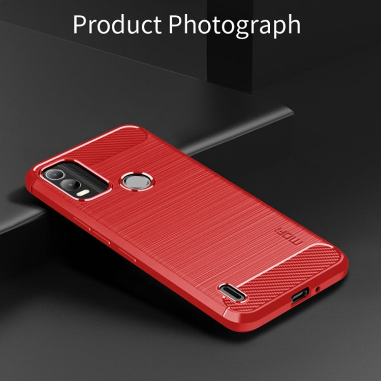 For Nokia C21 Plus MOFI Gentleness Brushed Carbon Fiber Soft TPU Case(Red)