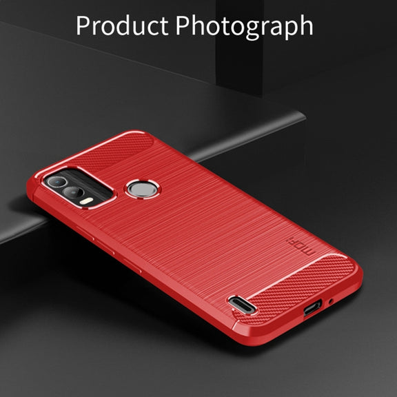 For Nokia C21 Plus MOFI Gentleness Brushed Carbon Fiber Soft TPU Case(Red)