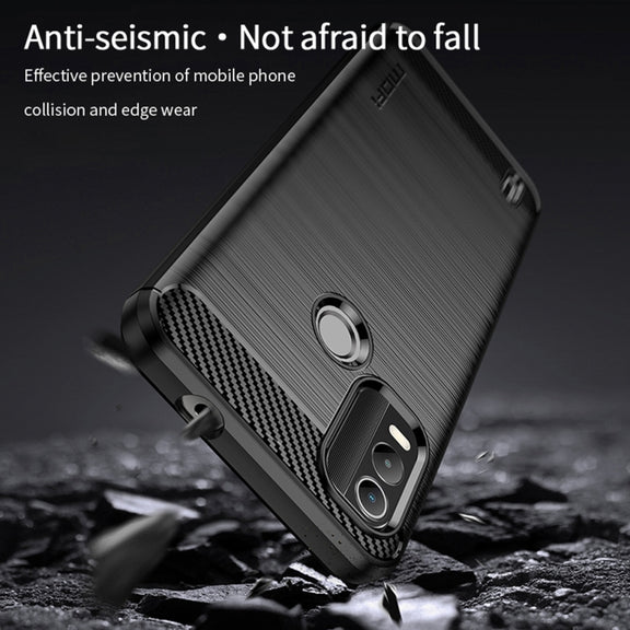 For Nokia C21 Plus MOFI Gentleness Brushed Carbon Fiber Soft TPU Case(Red)