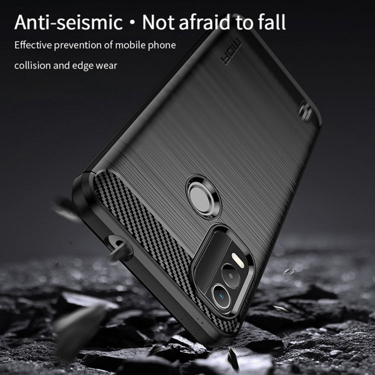 For Nokia C21 Plus MOFI Gentleness Brushed Carbon Fiber Soft TPU Case(Red)