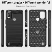 For Nokia C21 Plus MOFI Gentleness Brushed Carbon Fiber Soft TPU Case(Red)