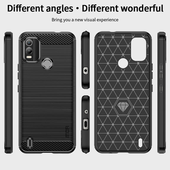 For Nokia C21 Plus MOFI Gentleness Brushed Carbon Fiber Soft TPU Case(Red)