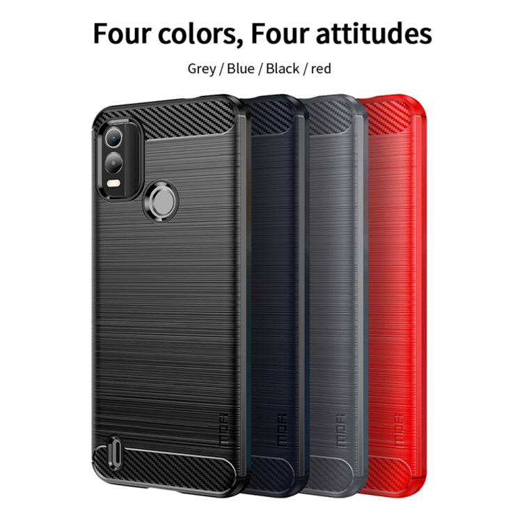 For Nokia C21 Plus MOFI Gentleness Brushed Carbon Fiber Soft TPU Case(Red)