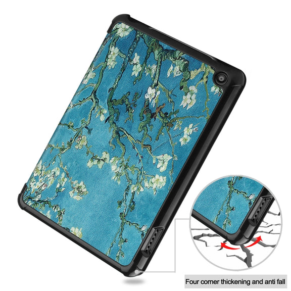 For Amazon Fire 7 12th 2022 JSM Smart Leather Tablet Case(Apricot Flower)