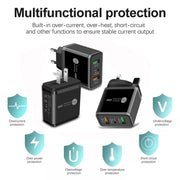 45W PD3.0 + 2 x QC3.0 USB Multi Port Quick Charger, UK Plug(Black)