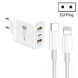 45W PD3.0 + 2 x QC3.0 USB Multi Port Charger with Type-C to 8 Pin Cable, EU Plug(White) - USB Charger by PMC TechLife | Online Shopping South Africa | PMC TechLife | Buy Now Pay Later Mobicred