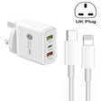 45W PD3.0 + 2 x QC3.0 USB Multi Port Charger with Type-C to 8 Pin Cable, UK Plug(White) - free shipping - PMC TechLife - Order now!