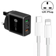 45W PD3.0 + 2 x QC3.0 USB Multi Port Charger with Type-C to 8 Pin Cable, UK Plug(Black) - free shipping - PMC TechLife - Order now!