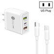 45W PD3.0 + 2 x QC3.0 USB Multi Port Charger with Type-C to Type-C Cable, US Plug(White) - USB Charger by PMC TechLife | Online Shopping South Africa | PMC TechLife | Buy Now Pay Later Mobicred