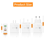 45W PD3.0 + 2 x QC3.0 USB Multi Port Charger with Type-C to Type-C Cable, US Plug(Black)