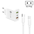 45W PD3.0 + 2 x QC3.0 USB Multi Port Charger with Type-C to Type-C Cable, EU Plug(White) - USB Charger by PMC TechLife | Online Shopping South Africa | PMC TechLife | Buy Now Pay Later Mobicred