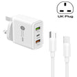 45W PD3.0 + 2 x QC3.0 USB Multi Port Charger with Type-C to Type-C Cable, UK Plug(White) - USB Charger by PMC TechLife | Online Shopping South Africa | PMC TechLife | Buy Now Pay Later Mobicred