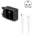 45W PD3.0 + 2 x QC3.0 USB Multi Port Charger with Type-C to Type-C Cable, UK Plug(Black) - USB Charger by PMC TechLife | Online Shopping South Africa | PMC TechLife | Buy Now Pay Later Mobicred