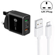 45W PD25W + 2 x QC3.0 USB Multi Port Charger with USB to 8 Pin Cable, UK Plug(Black) - USB Charger by PMC TechLife | Online Shopping South Africa | PMC TechLife | Buy Now Pay Later Mobicred
