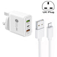 45W PD25W + 2 x QC3.0 USB Multi Port Charger with USB to 8 Pin Cable, UK Plug(White) - USB Charger by PMC TechLife | Online Shopping South Africa | PMC TechLife | Buy Now Pay Later Mobicred