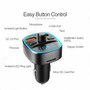 T25S Car MP3 Player Multi-function BT5.0 Dual USB Chargers