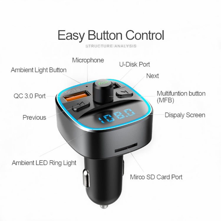 T25S Car MP3 Player Multi-function BT5.0 Dual USB Chargers
