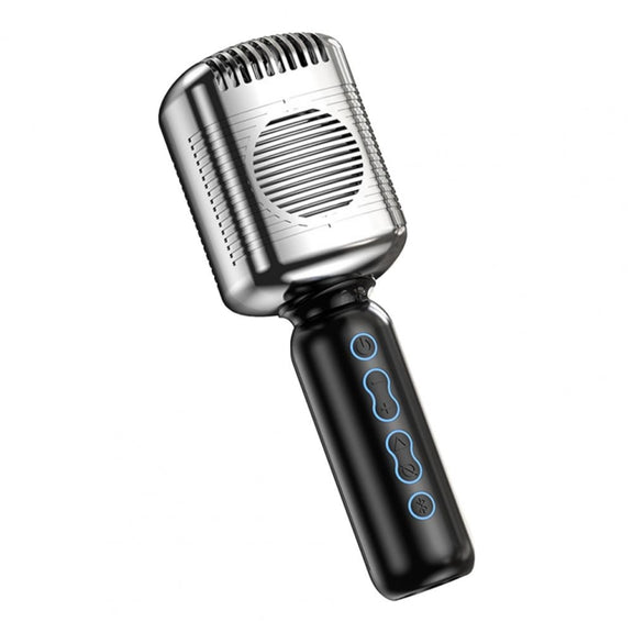 KM600 Wireless Microphone TWS Handheld Noise Reduction Smart Bluetooth-compatible Condenser Mic Music Player for Singing(Sliver)