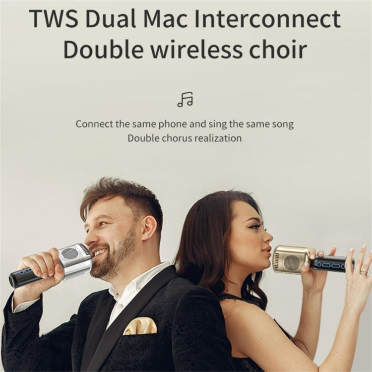 KM600 Wireless Microphone TWS Handheld Noise Reduction Smart Bluetooth-compatible Condenser Mic Music Player for Singing(Sliver)