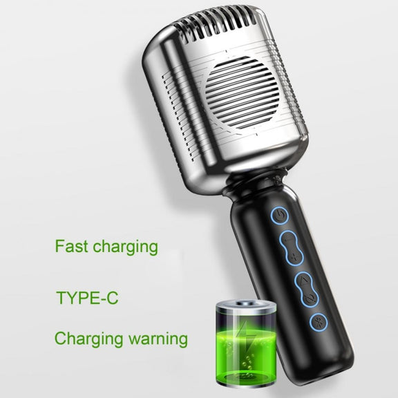KM600 Wireless Microphone TWS Handheld Noise Reduction Smart Bluetooth-compatible Condenser Mic Music Player for Singing(Sliver)