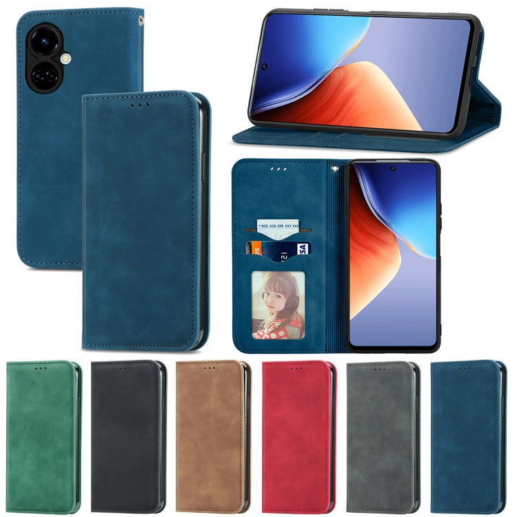 For Tecno Camon 19 Retro Skin Feel Magnetic Leather Phone Case(Black)