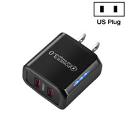 36W Dual Port QC3.0 USB Mobile Phone Charger Dual 18W Output, US Plug(Black)