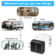 36W Dual Port QC3.0 USB Charger with 3A USB to 8 Pin Data Cable, US Plug(Black)