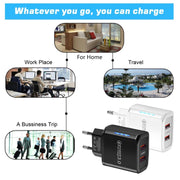 36W Dual Port QC3.0 USB Charger with 3A USB to 8 Pin Data Cable, EU Plug(White)
